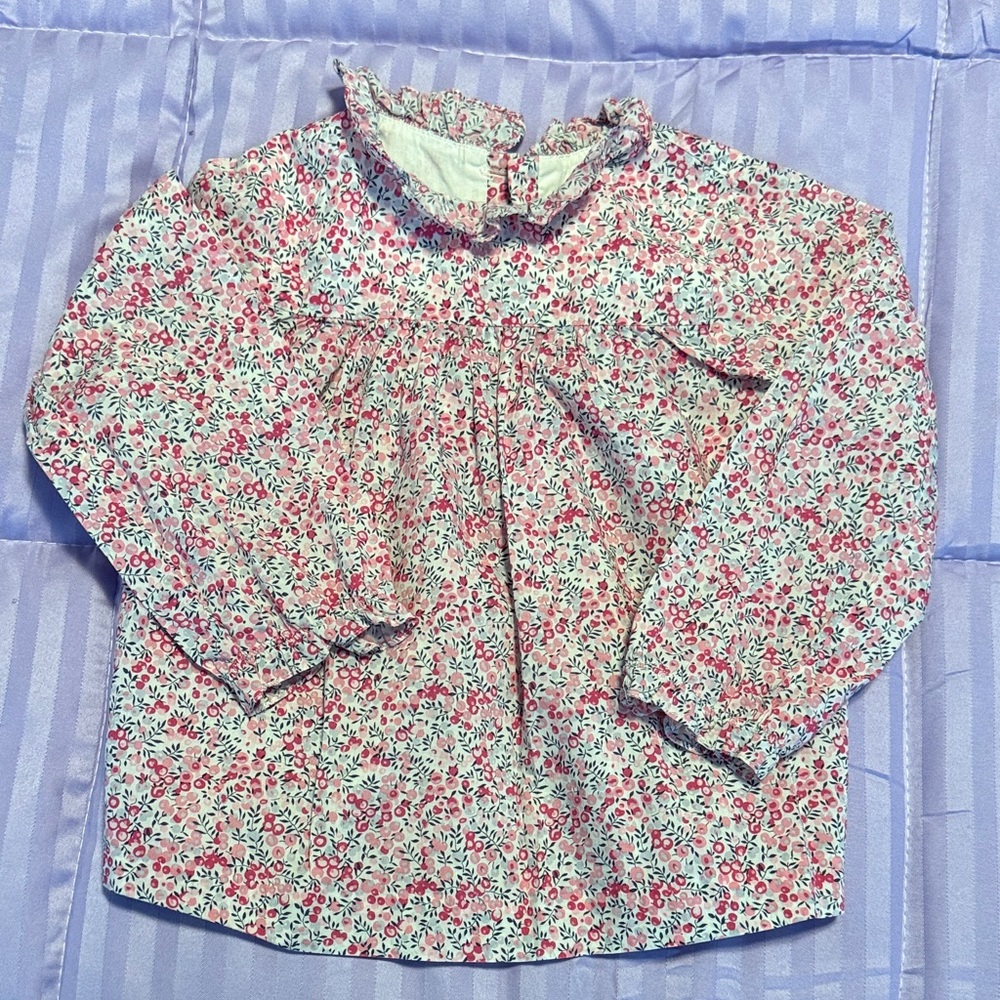 Jacadi Floral Blouse - Pink and White